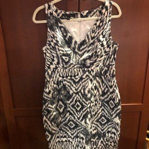 Lafayette 148 black and white Ikat print dress